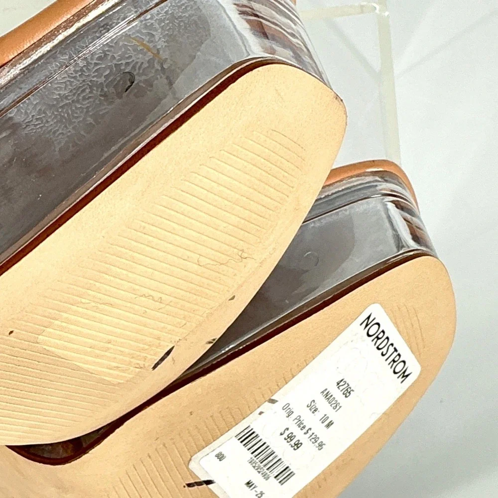 Steve Madden Size 10 Tan Clear Lucite Platform Block Heel Sandals NEW Ana $149